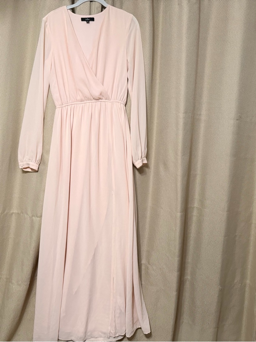 Lulu's Blush Pink Long Sleeve Wrap Maxi Dress